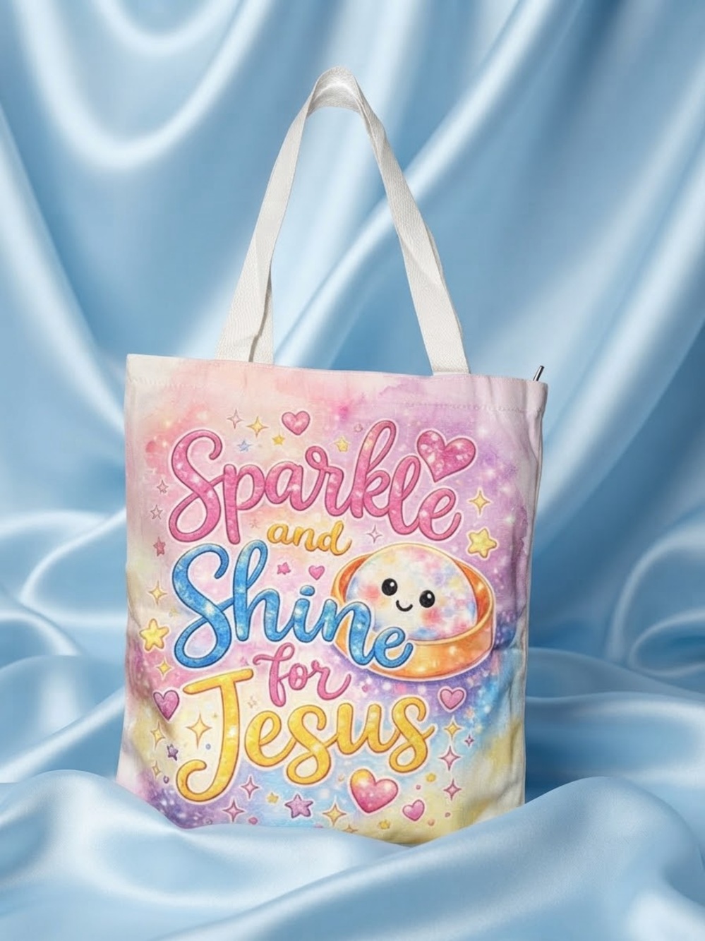 Kids 'Sparkle and Shine for Jesus' Pastel Tote Bag